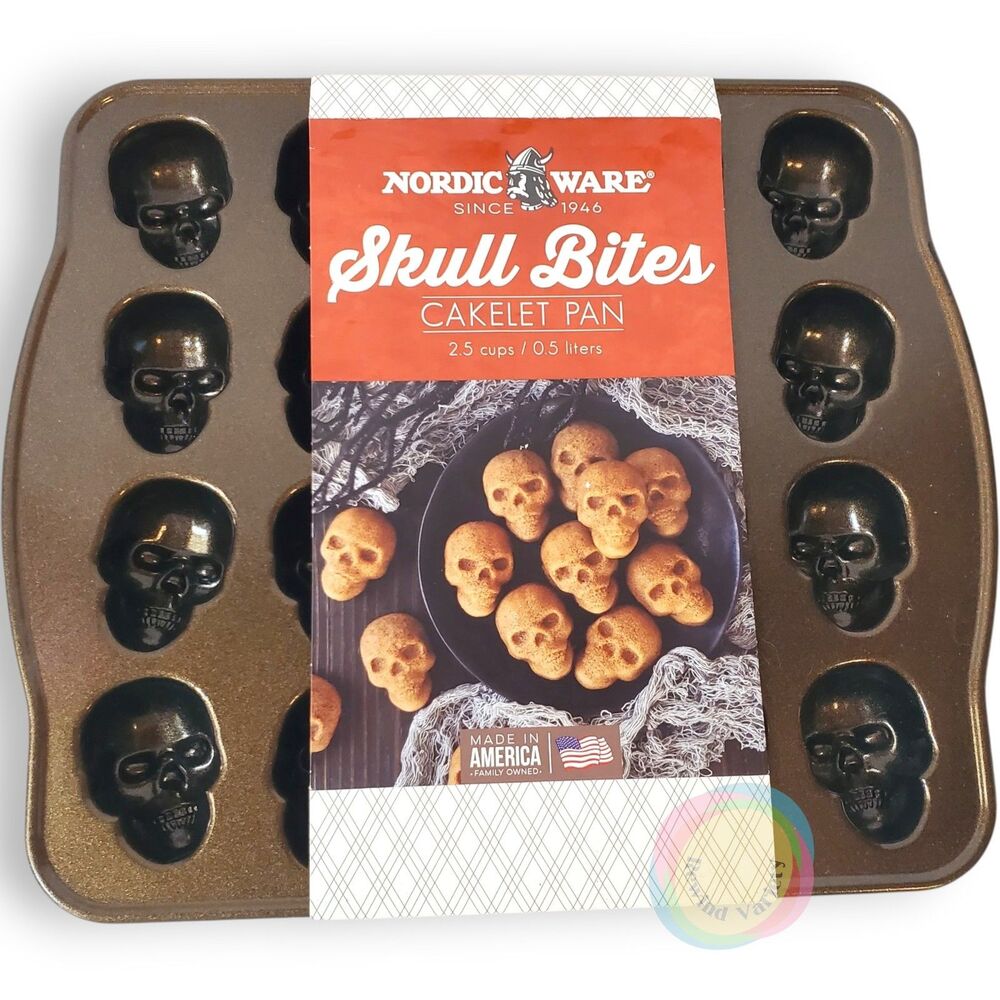 Nordic Ware Skull Bites Cakelet Pan Halloween NWT